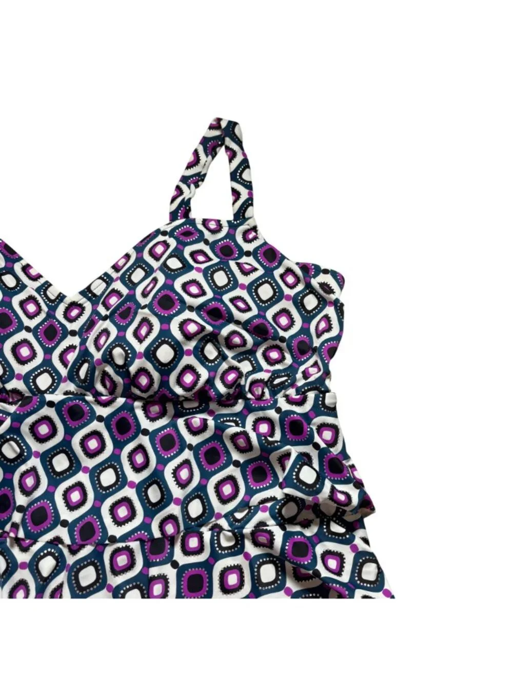 Swim Solutions Tummy Control Fauxkini One-Piece Swimsuit Women's Size 24W NWT! - Picture 3 of 9